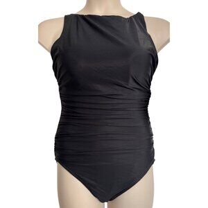 Miracle Suit Black Regatta Size 14 One Piece Swimsuit NWT High Neck